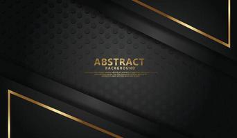 elegante y futurista línea abstracta dorada sobre fondo negro de puntos vector