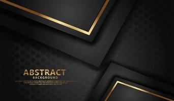 elegante y futurista línea abstracta dorada sobre fondo negro de puntos vector