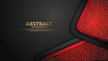 Luxury dark red overlap layers background with golden line effect. Realistic halftone dots on textured dark background vector