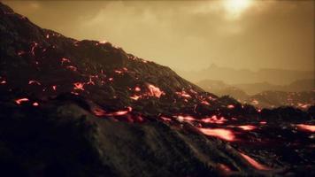 lava fields in the end of the eruption of the volcano video