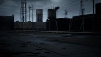 Industrial zone in dark cloudy weather video