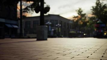 empty tiled floor and urban skyline video