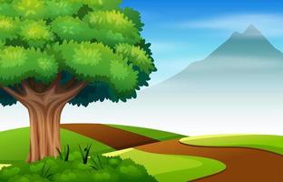 Nature scene with road and green field vector