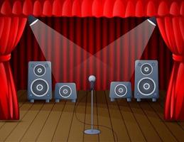 Festive stage with microphone and speaker vector