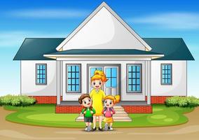 Children going to school from home vector