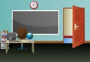 School classroom with chalkboard and teachers desk vector