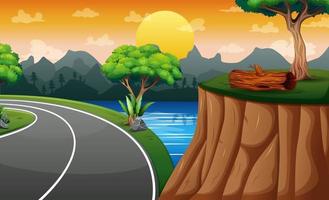 Background scene with road and cliff on the landscape vector