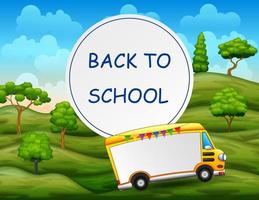 Border template design back to school with school bus vector