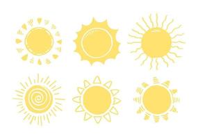 set of doodle sun.Design elements. vector illustration.