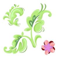Set of floral elements. Flower and green leaves. Wedding concept - flowers. Floral poster, invite. Vector arrangements for greeting card or invitation design