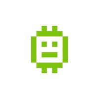 robot 8 bit pixel art icon vector isolated on white background.