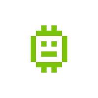 robot 8 bit pixel art icon vector isolated on white background.