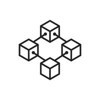 line icon cube blockchain isolated on white background. vector