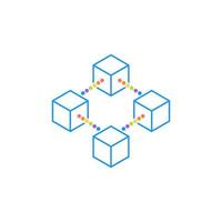 line icon cube with dots design vector illustration.