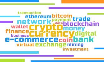 cryptocurrency keyword text design vector. vector