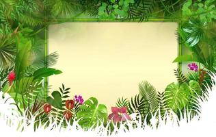 Tropical background with rectangle floral frame in concept bamboo.vector vector