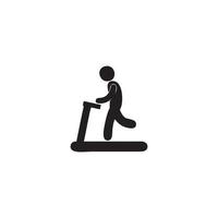 icono de hombre corriendo en la cinta de correr en el icono del gimnasio, silueta vector