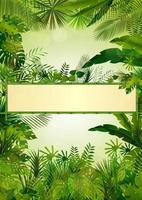 fondo tropical con marco floral rectangular en concepto de bambú vector