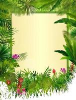 fondo tropical con marco floral rectangular en concepto bamboo.vector vector