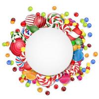 Sweets background with frame candies.vector vector