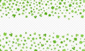 Shamrock or green clover leaves pattern background flat design vector illustration isolated on transparent background.