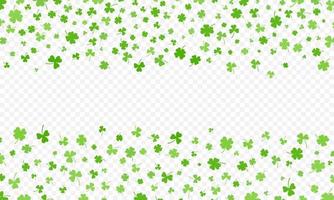 Shamrock or green clover leaves pattern background flat design vector illustration isolated on transparent background.