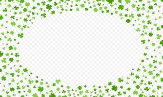 Shamrock or green clover leaves pattern background flat design vector illustration isolated on transparent background.