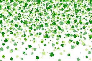 Shamrock or green clover leaves pattern background flat design vector illustration isolated on white background.