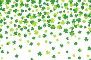 Shamrock or green clover leaves pattern background flat design vector illustration isolated on white background.