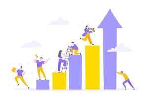 Career climbing and supporting with giving a helping hand business concept flat style design vector illustration.