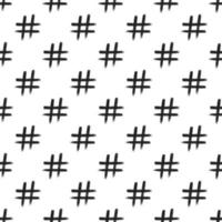 Seamless pattern with hand drawn brush stroke dirty art hashtag symbol icon sign isolated on white background. Black and white composition of the symbol hashtag vector