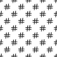 Seamless pattern with hand drawn brush stroke dirty art hashtag symbol icon sign isolated on white background. Black and white composition of the symbol hashtag vector