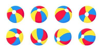 Bouncing inflatable beach ball flat style design vector illustration collection set isolated on white background.