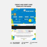 Credit and debit card template for bank with navy blue, yellow vector