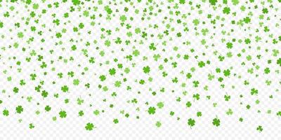 Shamrock or green clover leaves pattern background flat design vector illustration isolated on transparent background.