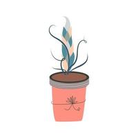 maceta para jardín y hobby. planta con hojas en el suelo para riego y cuidado. ilustración vectorial plana vector