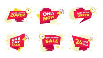 Set of offer sale countdown ribbon counters badges icon sign vector