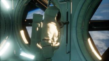 astronaut inside the orbital space station video