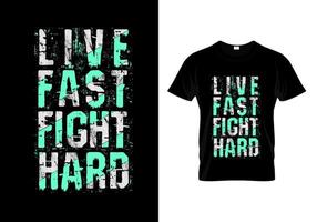 Live Fast Fight Hard Typography T Shirt Design Vector