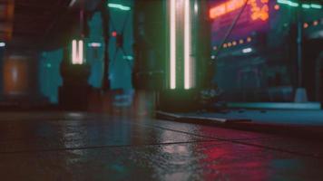 futuristische straat met neongloed 's nachts video