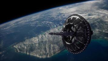 futuristic Space satellite orbiting the earth video