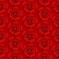 Red Chinese background with 3d flower seamless pattern for New Year decoration. Spring blossom vector backdrop.