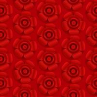 Red Chinese background with 3d flower seamless pattern for New Year decoration. Spring blossom vector backdrop.