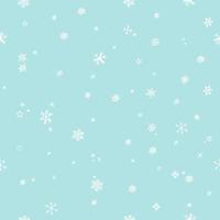 patrón sin costuras de copos de nieve. telón de fondo de repetición de Navidad de nevadas. nevadas de navidad, copo de nieve de invierno ilustración plana simple sobre fondo azul. vector