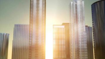 Business-Wolkenkratzer bei Sonnenuntergang video