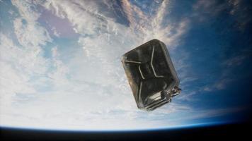 metal vintage and dirty jerrycan on Earth orbit video