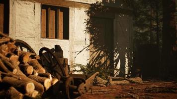 vieille maison en bois dans la forêt d'automne video