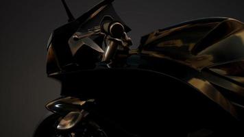 Moto-Sportrad im dunklen Studio mit hellen Lichtern video