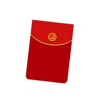 Chinese reward isolated element. Red paper pack. CNY Envelope. Year of the Tiger. Red pack with zodiac symbol. Flat vector illustration.