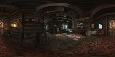 VR360 view of old log home interior video